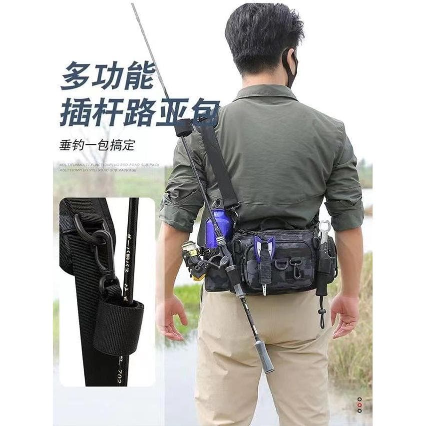 Bolsa de isca multifuncional conjunto de bolsa de cintura bolsa de ombro bolsa mensageiro bolsa de vara à prova d'água b