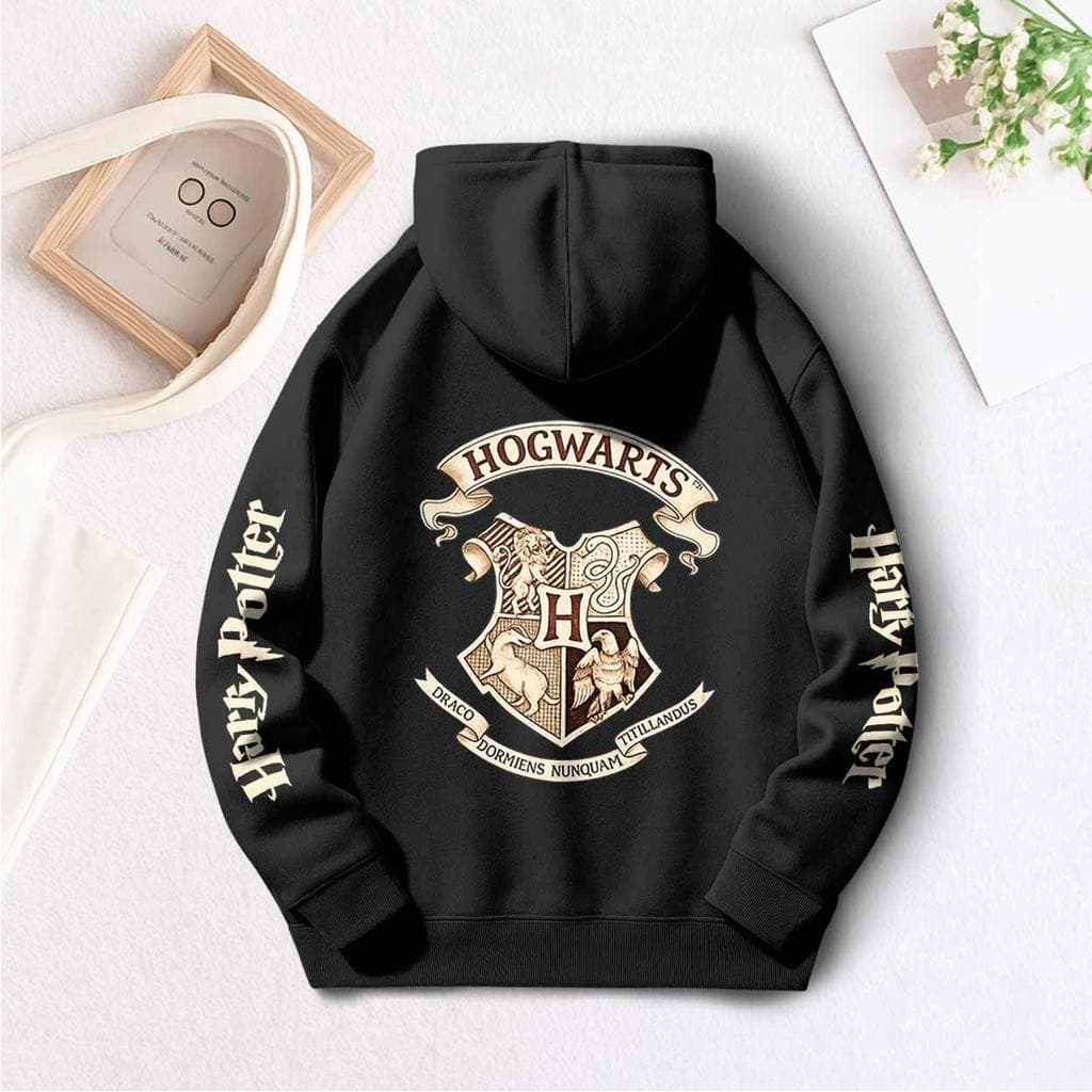 Moletom Canguru Unissex Hogwarts Creme Casas Harry Potter Premium Filme Quente Blusa De Frio
