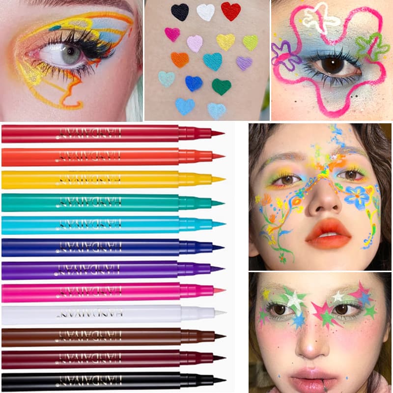 Maquiagem de palco cor delineador branco maquiagem dos olhos tinta líquida maquiagem artista dedicado à prova dwaterproo