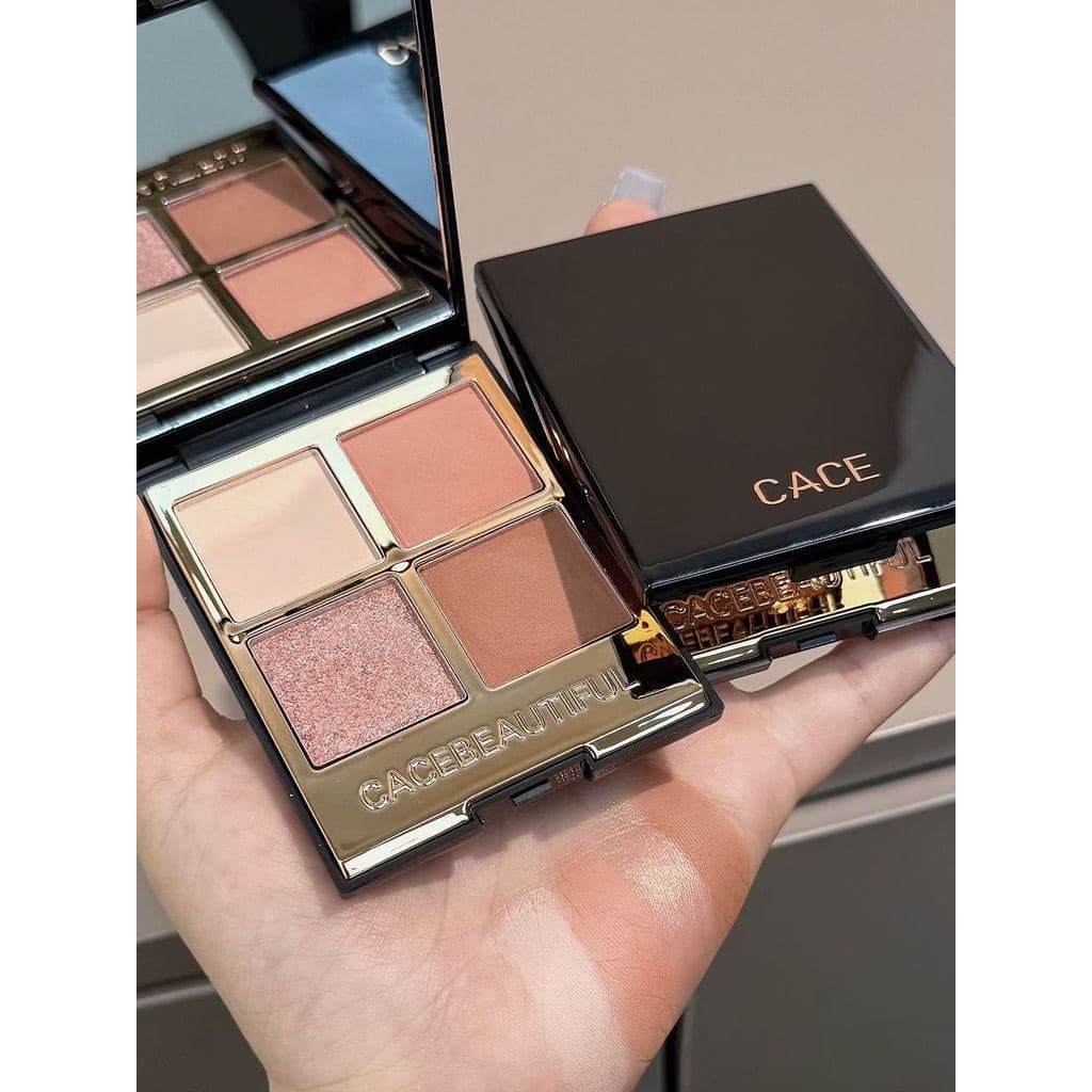 Paleta de sombras de quatro cores CACE Black Gold Pearlescent Matte Repairing Contour Tex de alto aparência e baixo bril