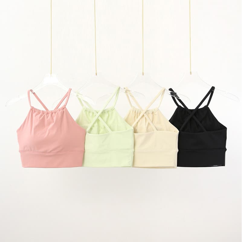 Lindas roupas de Yoga colete à prova de choque feminino destacável almofada no peito plissado roupa interior esportiva P