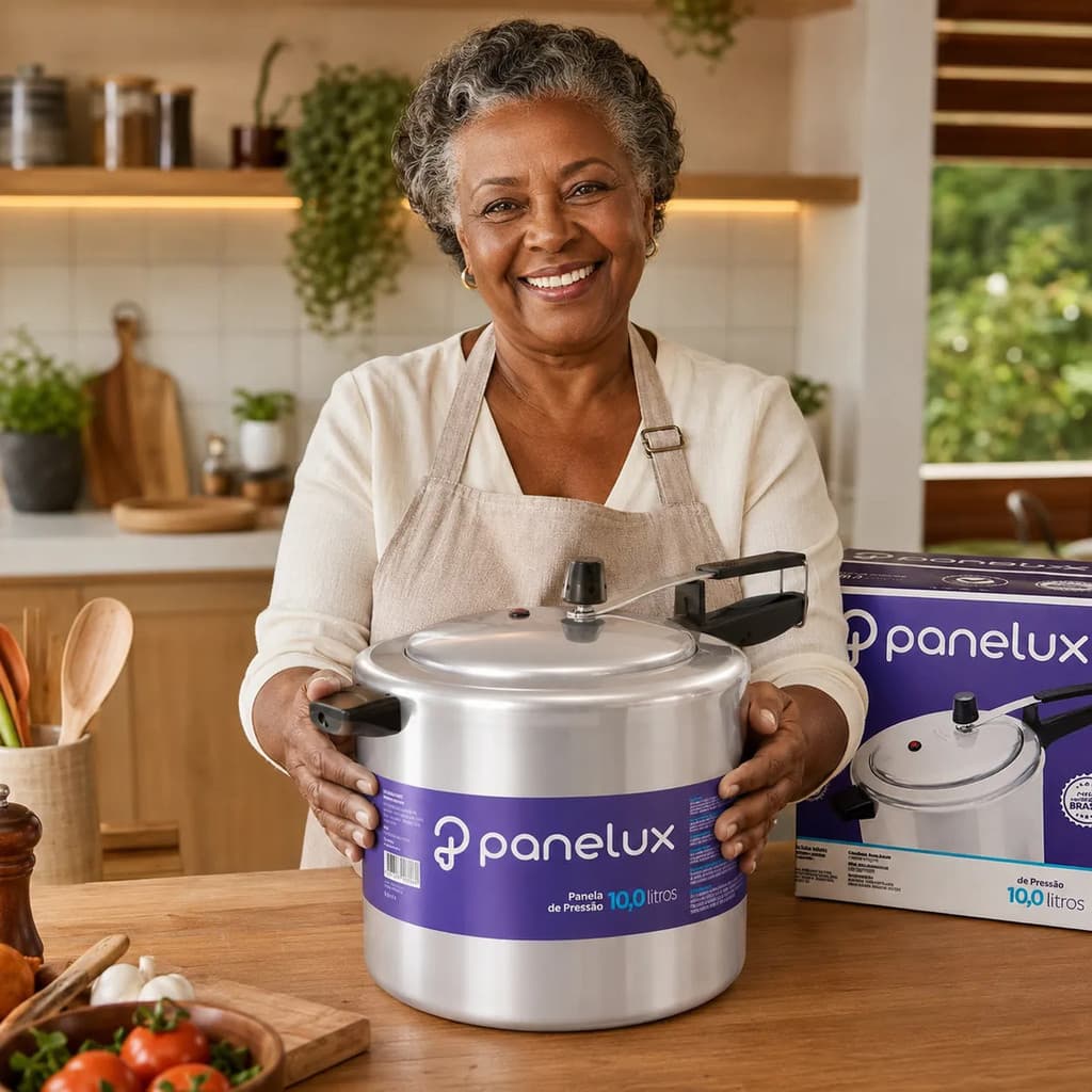 Panela De Pressão Grande Panelux 10 Litros Alumínio Polido Cabo Resistente