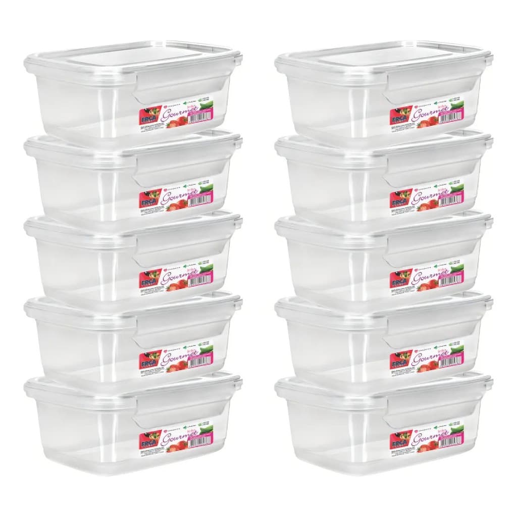 Kit 10 Potes 750ml Com Tampa Trava Transparente Bpa Free Reutilizável Para Alimentos Organização Cozinha