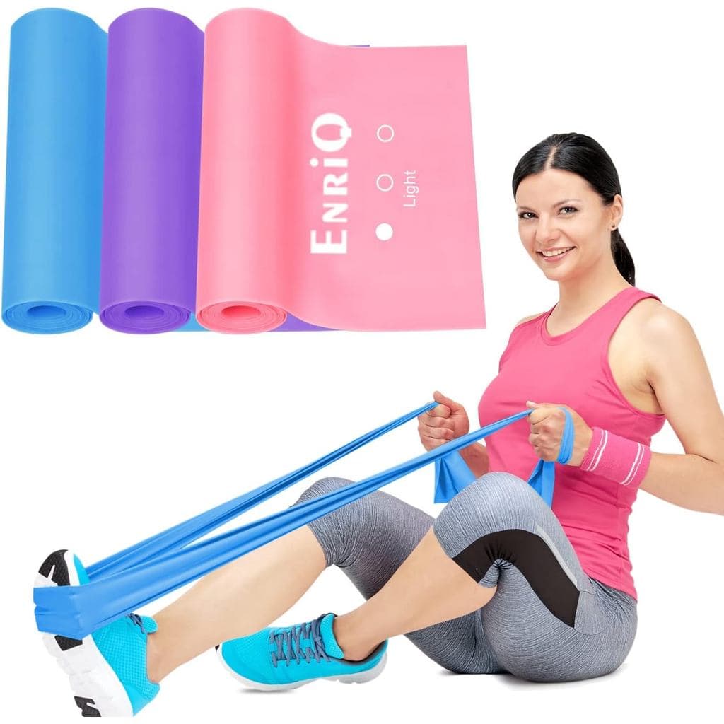 Conjunto de 3 faixas de resistência de 6 pés de comprimento, faixas elásticas premium sem látex para exercícios, faixas