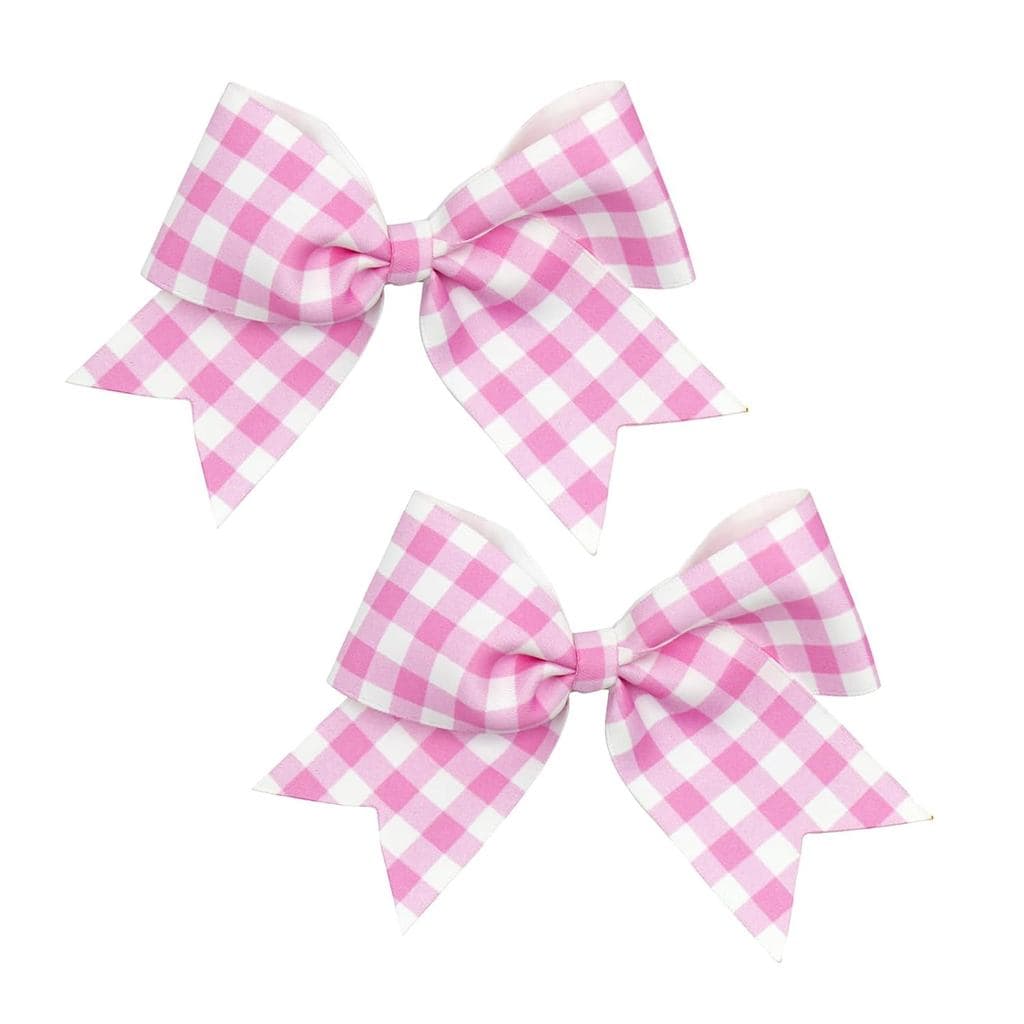 2PCS Laço de Cabelo Rosa com Estampa Xadrez para Meninas e Mulheres, Presilha de Cabelo Rosa e Branca com Estampa Xadrez