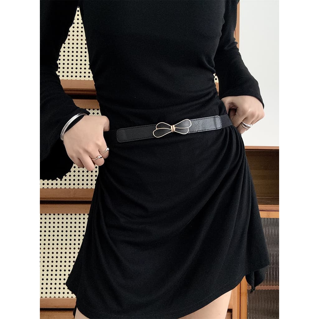 Doce arco cinto feminino temperamento All-Match vestido decorativo camisola elástica cintura selo cinto