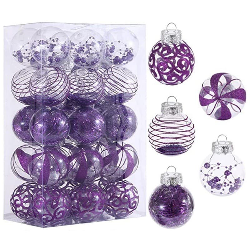 Novo produto enfeites de natal 6 pintado transparente conjunto de bola de natal presente pingente de árvore de natal