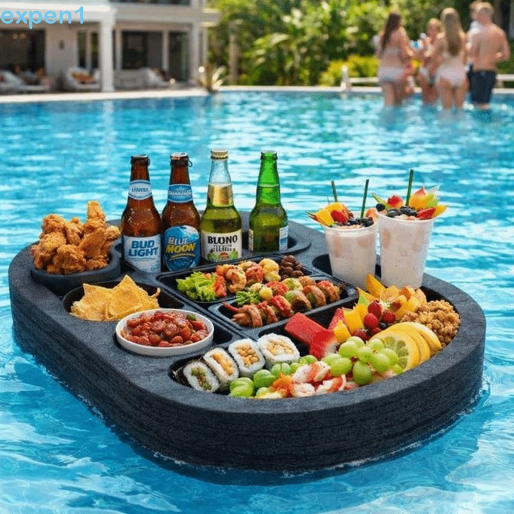 Bandeja Flutuante Para Piscina EXPEN , Cesta Multifuncional À Prova D'água , Bebidas Com Vários Furos