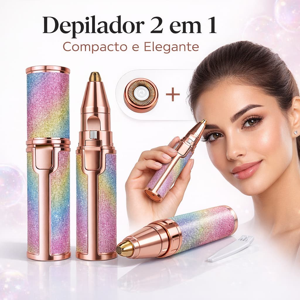 Depilador Facial 2 em 1 Feminino Aparador de Sobrancelha e Removedor de Pelos Portátil Recarregável XIMING