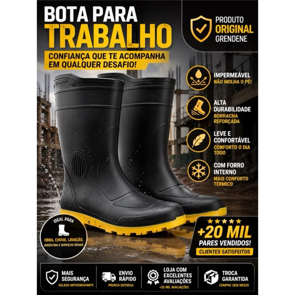Bota Borracha Galocha Cano Médio Grendene Pega Forte Impermeável Com Forro Chuva Limpeza Moto Faxina