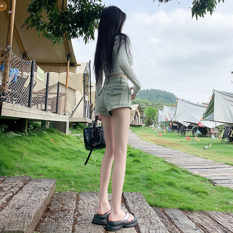 Hot Girl apresenta shorts jeans pós-geração feminino verão versão coreana novo estilo cintura alta mais magro olhar shor