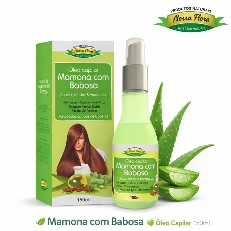Óleo Capilar Mamona com Babosa Nossa Flora 150ml Fortalecimento e Hidratação