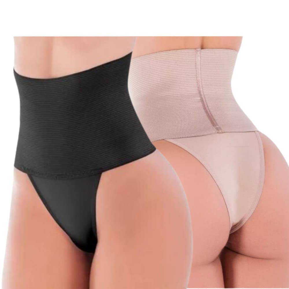 Kit 2 Calcinha Cinta Modeladora Plus Size Cós Alto Segura Barriga Feminina - Raquel
