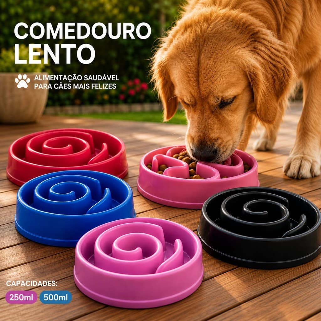 Comedouro Educativo Lento Para Cachorro Gato Pequeno e Grande