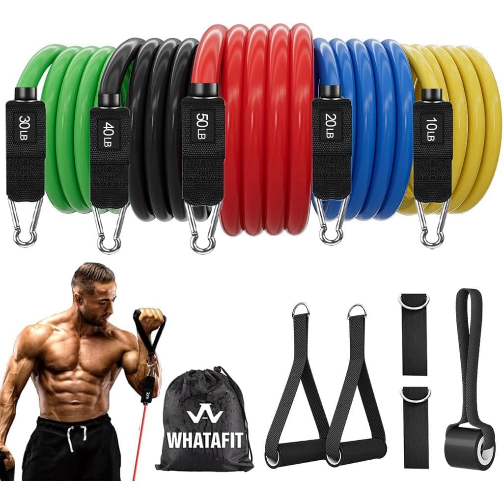 Faixas De Resistência WHATAFIT , Exercícios Treino Com Alças , Âncora De Porta E Tiras De Tornozelo , 5 Níveis Fitness P