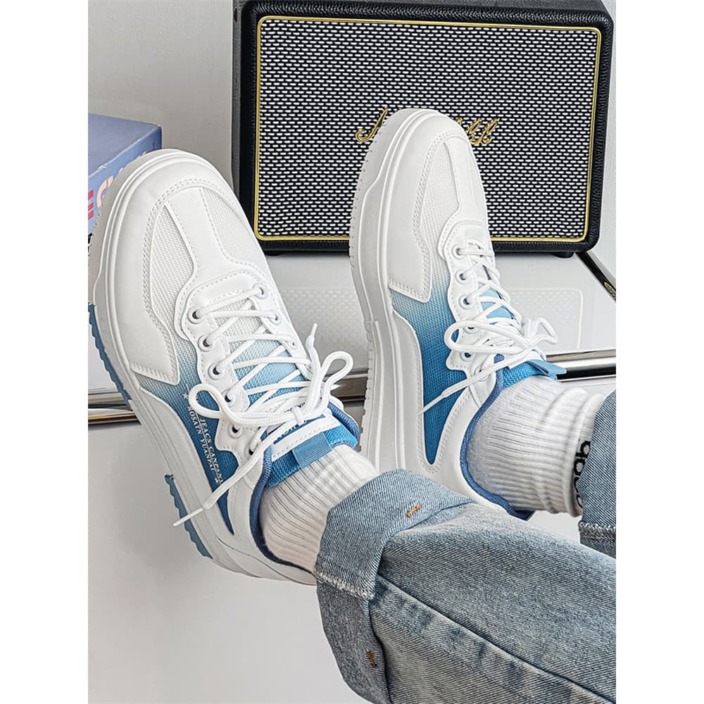 Moda tênis de sola grossa aumentando sapatos masculinos azul branco cor combinando gradiente Casual invisível aumento in