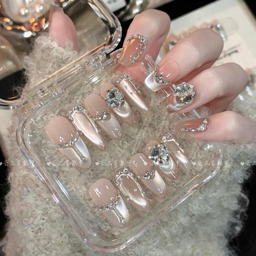[Cangshan Going to Snow] Puro artesanal de alta fixação olho de gato feito à mão usando unhas temperamento Manicure All-