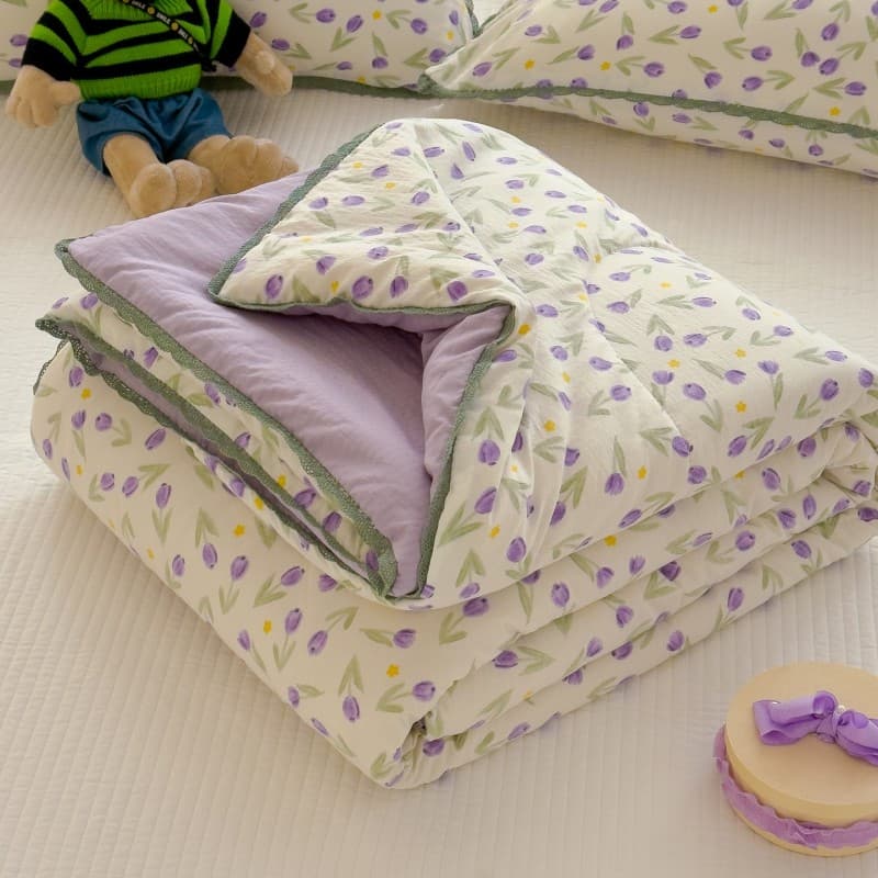 Estilo coreano pequeno Floral verão legal colcha ar condicionado colcha núcleo verão não puro algodão menina coração col
