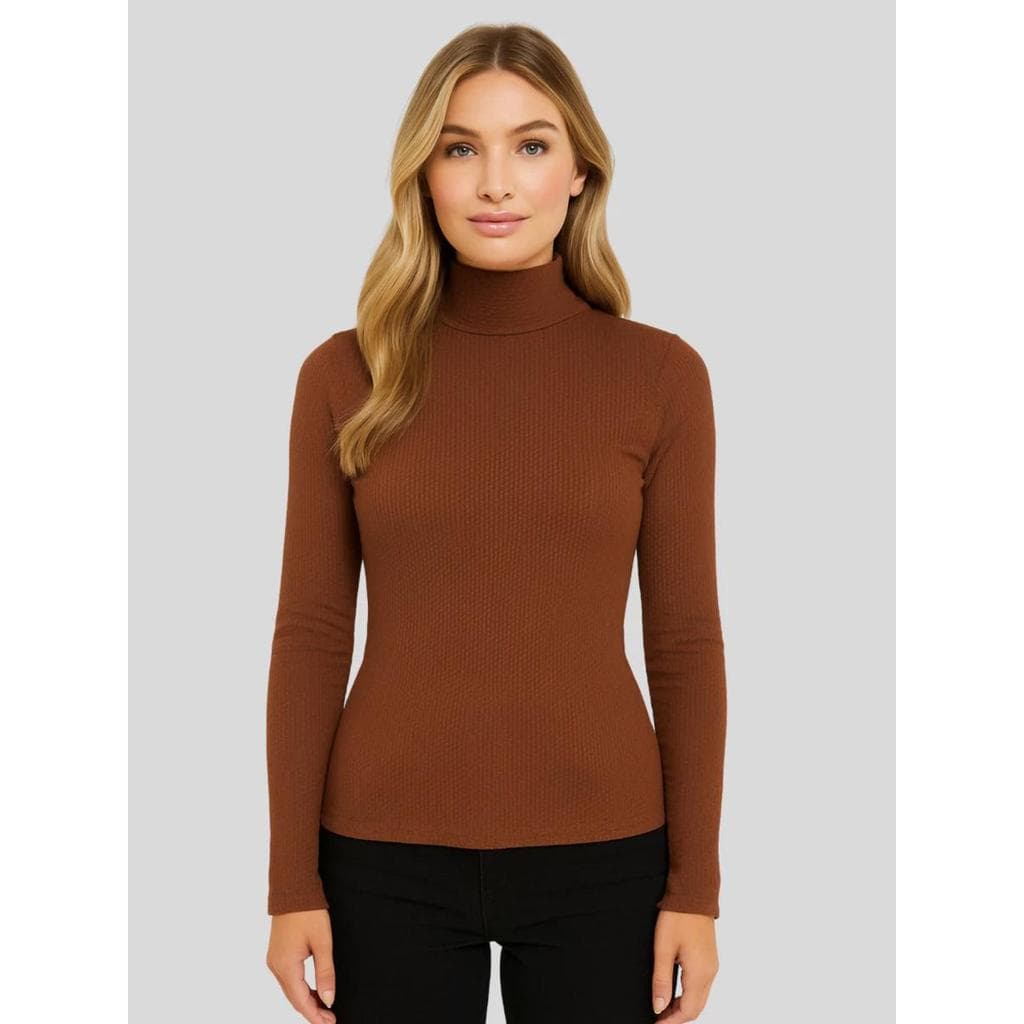 Blusa Cacharrel Gola Alta Feminina Segunda Pele Inverno Manga Longa Tecido Ribana Premium