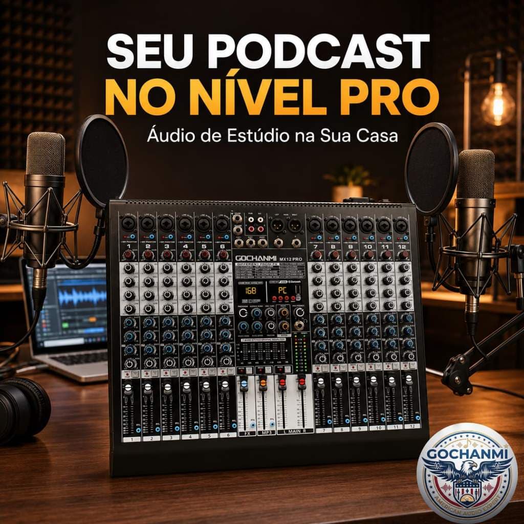 Mesa Mixer de Áudio 12 Canais USB Bluetooth 48V Phantom Power para Eventos