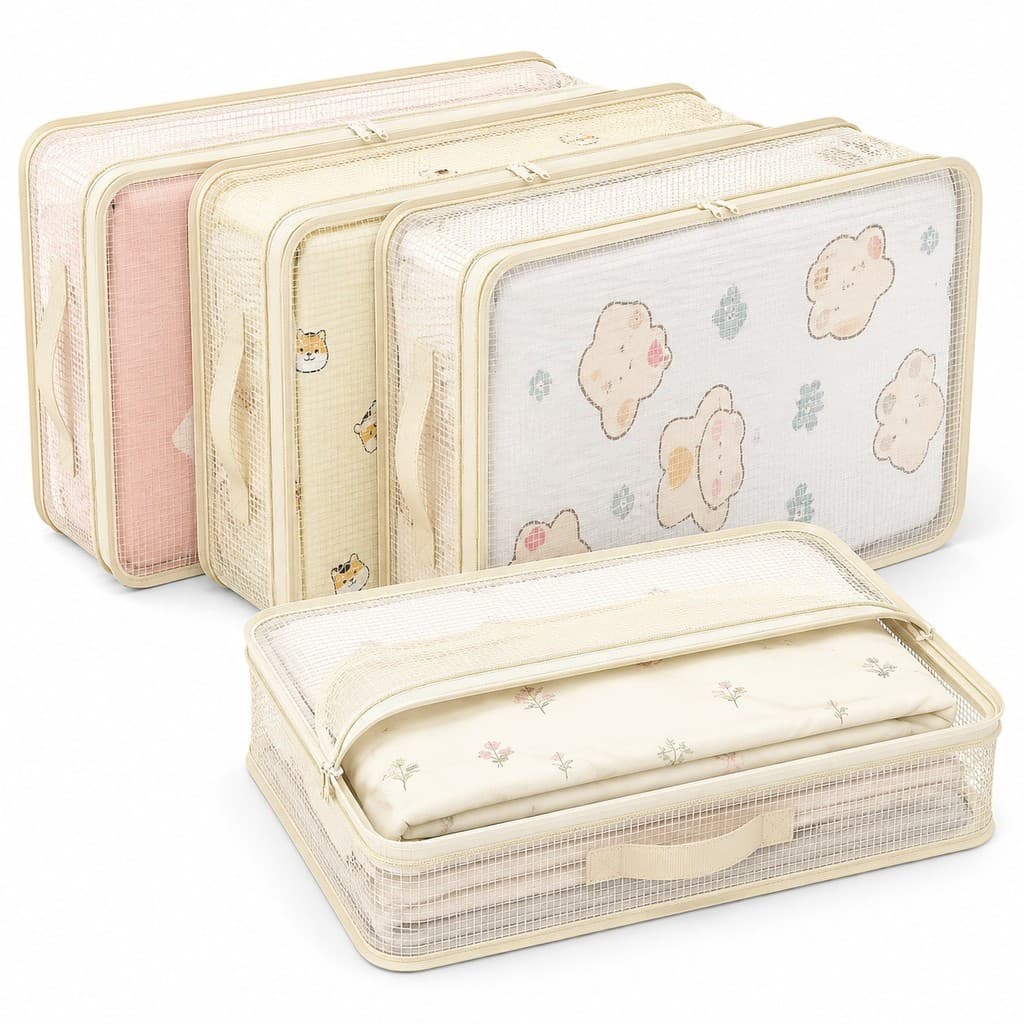 Sacos Organizadores para Lençóis e Capas de Edredom | Kit com 4 Peças Práticas