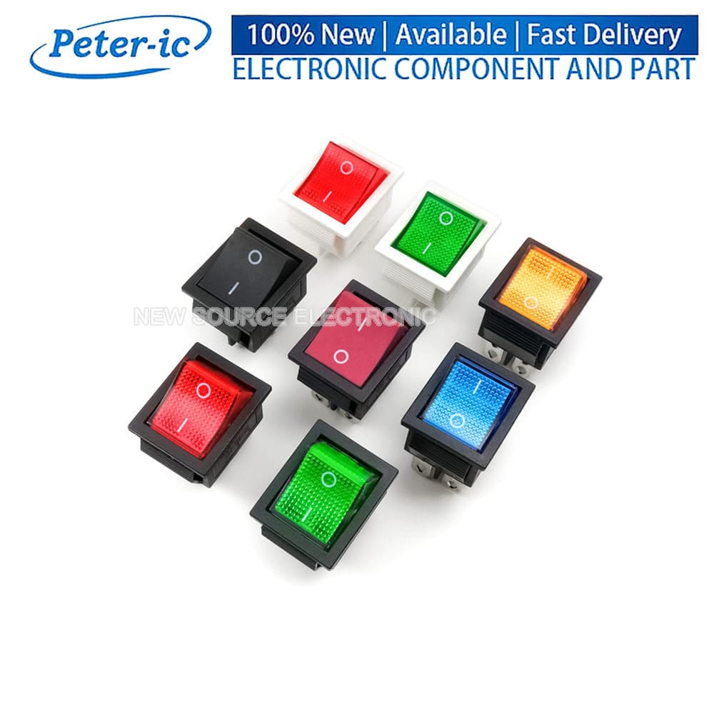 (1 Unidade) KCD4 4 Pinos 2 Posições Interruptor Oscilante Concha Branca Vermelho Verde Preto Amarelo Azul wi