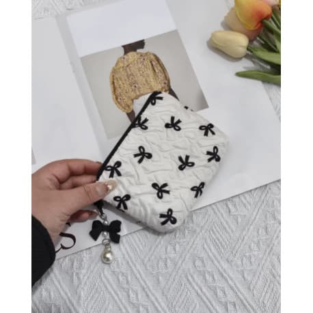 Pequeno arco fresco tecido moeda bolsa feminina grande capacidade saco de armazenamento de cartão Mini batom saco cosmét