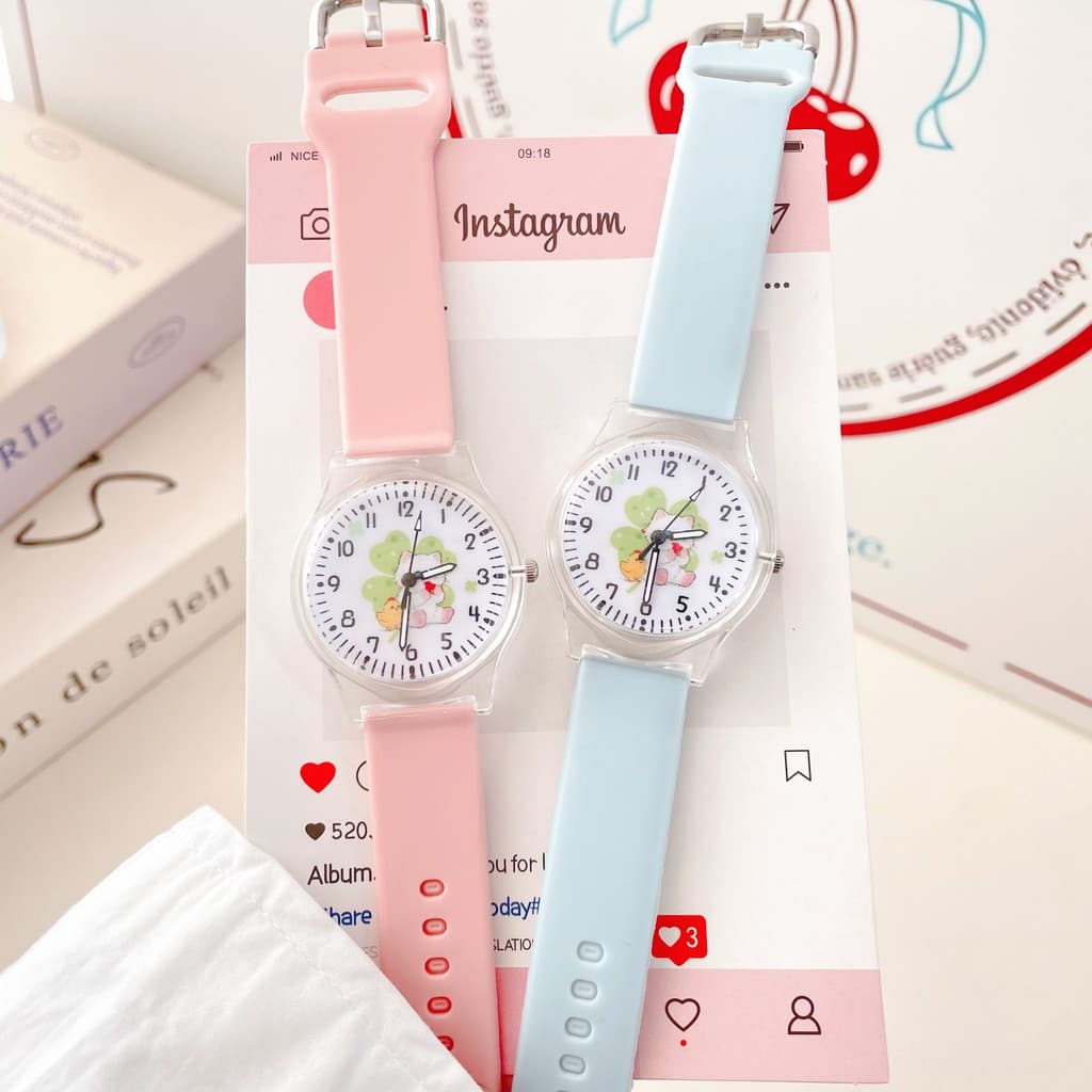 Crianças relógio menina bonito dos desenhos animados simples na moda All-Match estilo Preppy estudantes do ensino médio
