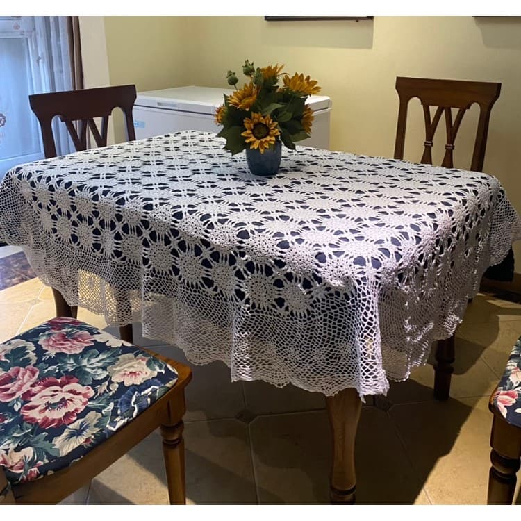 Toalha de mesa de crochê artesanal de algodão puro, toalha de mesa oca de crochê para casa, sala de estar, café, pano re
