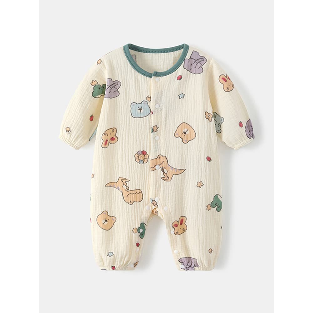 Verão gaze fina bebê macacão de manga comprida recém-nascido macacão bebê ar condicionado roupas pijamas infantis respir