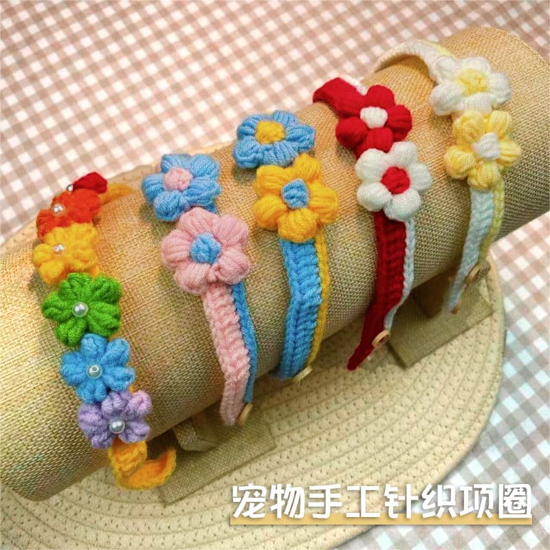 Gato gola de malha bonito babador estilo princesa decoração gatinho Anti-perdido Pet tricô artesanal Saliva toalha