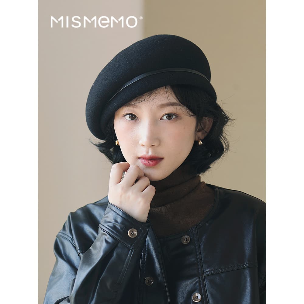 MISMEMO estilo sentir boina de lã feminino outono inverno Retro pintor chapéu de feltro de lã temperamento aeromoça chap