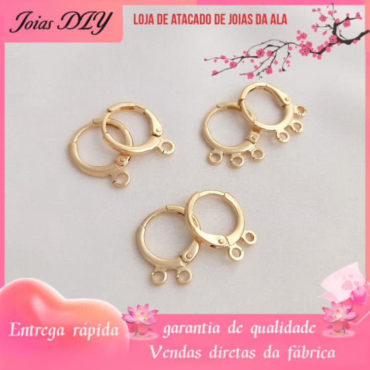 Preservação de cor banhada a ouro 14K com brincos pendurados Clipe de orelha redondo Clipe de orelha estilo europeu DIY
