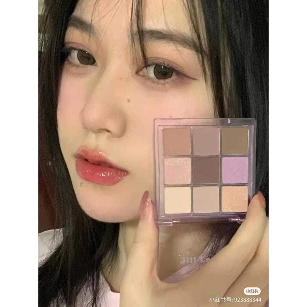 JILL LEEN Mini paleta de sombras de nove cores portátil vermelho marrom perolado fosco lantejoulas Glitter sombra olho p