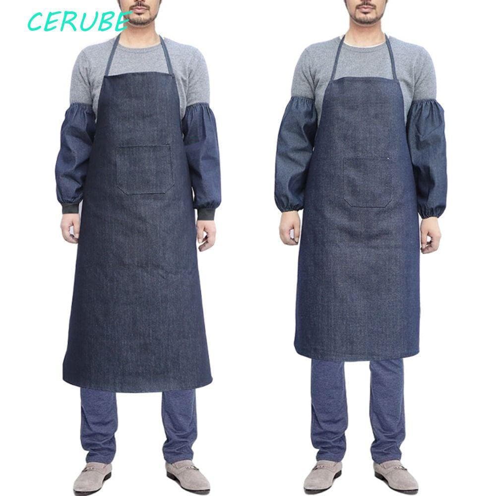 Aventais De Cozinha CERUBE , Com Bolsos Jeans Impermeáveis , Roupas De Trabalho Azul Escuro Resistente A Manchas