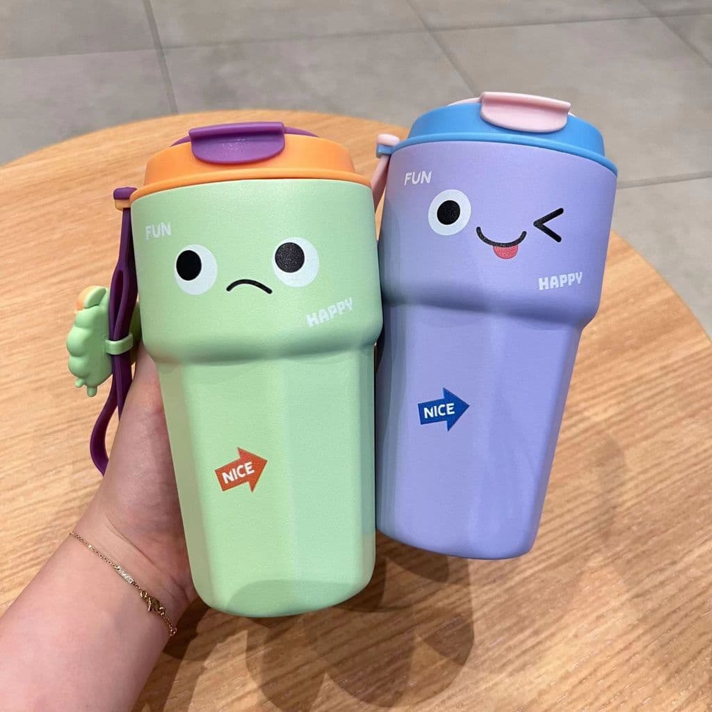 Copo térmico bonito copo de café portátil de alto valor copo de água menina copo de resfriamento casal de aço inoxidável