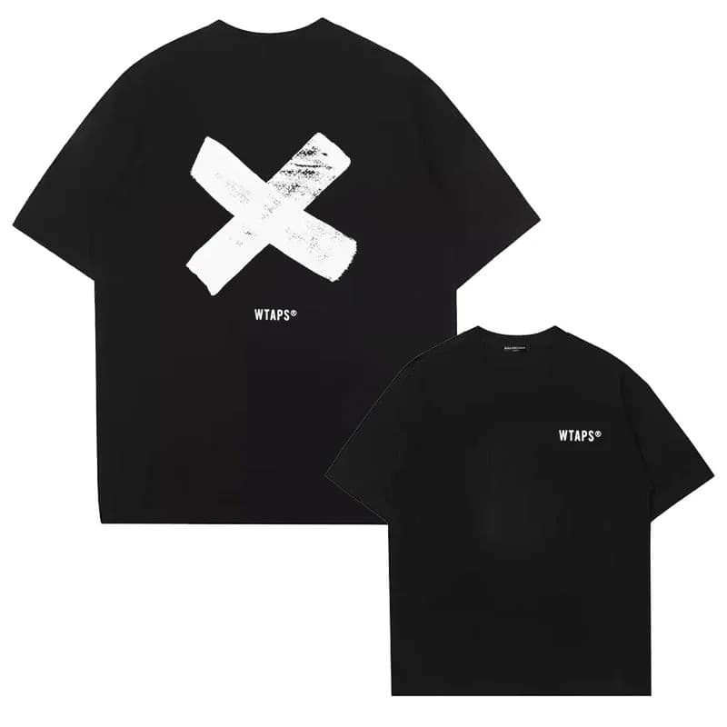 Melhor Qualidade WTAPS Camiseta Verão Topo Casual Casal Em Torno Do Pescoço High Street Carta Graffiti Preto Branco Cinz