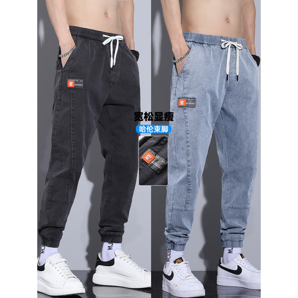 2026 novo estilo primavera outono calças de brim masculinas verão estilo fino solto calças masculinas tornozelo comprime