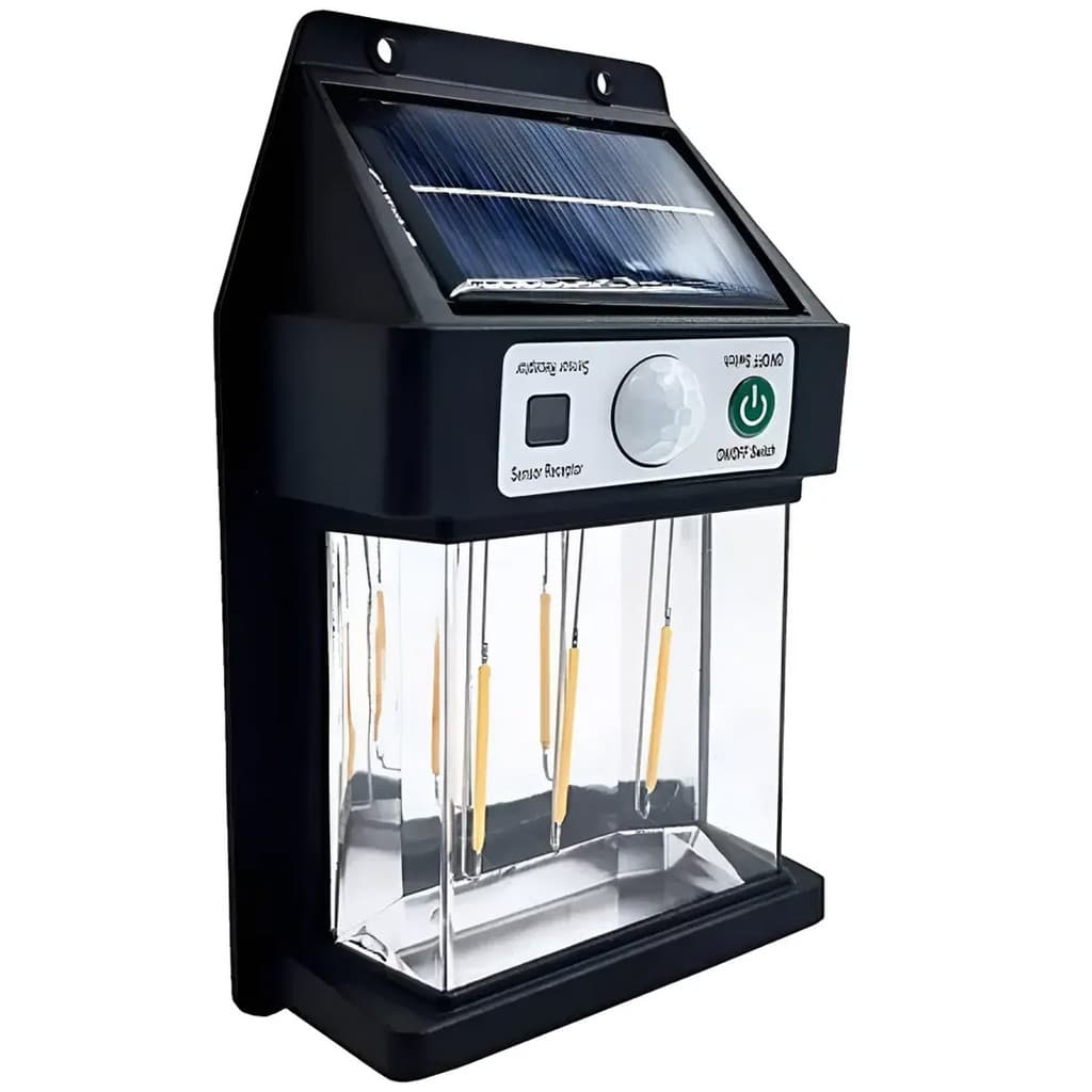 Luminaria Solar Arandela Refletor Parede Sensor Movimento Detecta Presença Led Filamento Iluminaçao Quintal Varanda