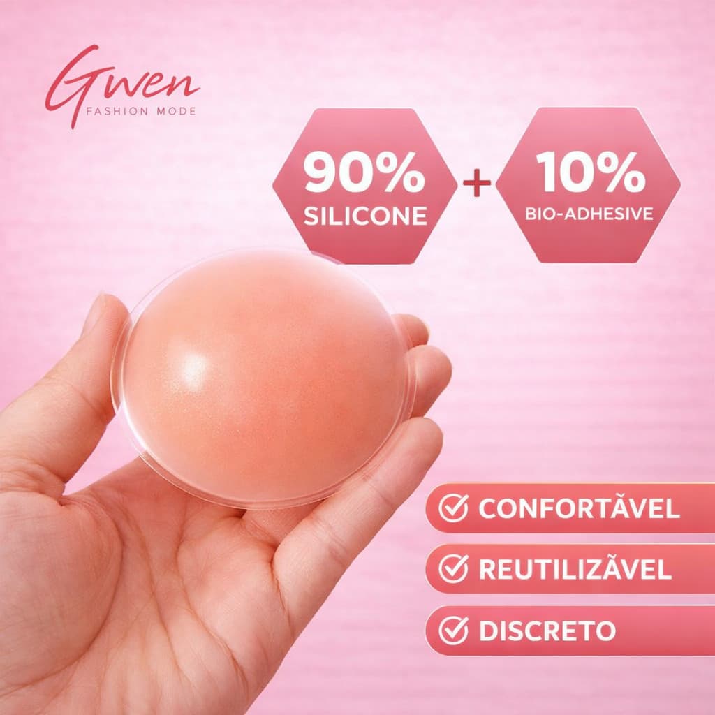 Protetor de Mamilos Tapa Seio Peito de Silicone Reutilizáveis e Adesivos Invisíveis