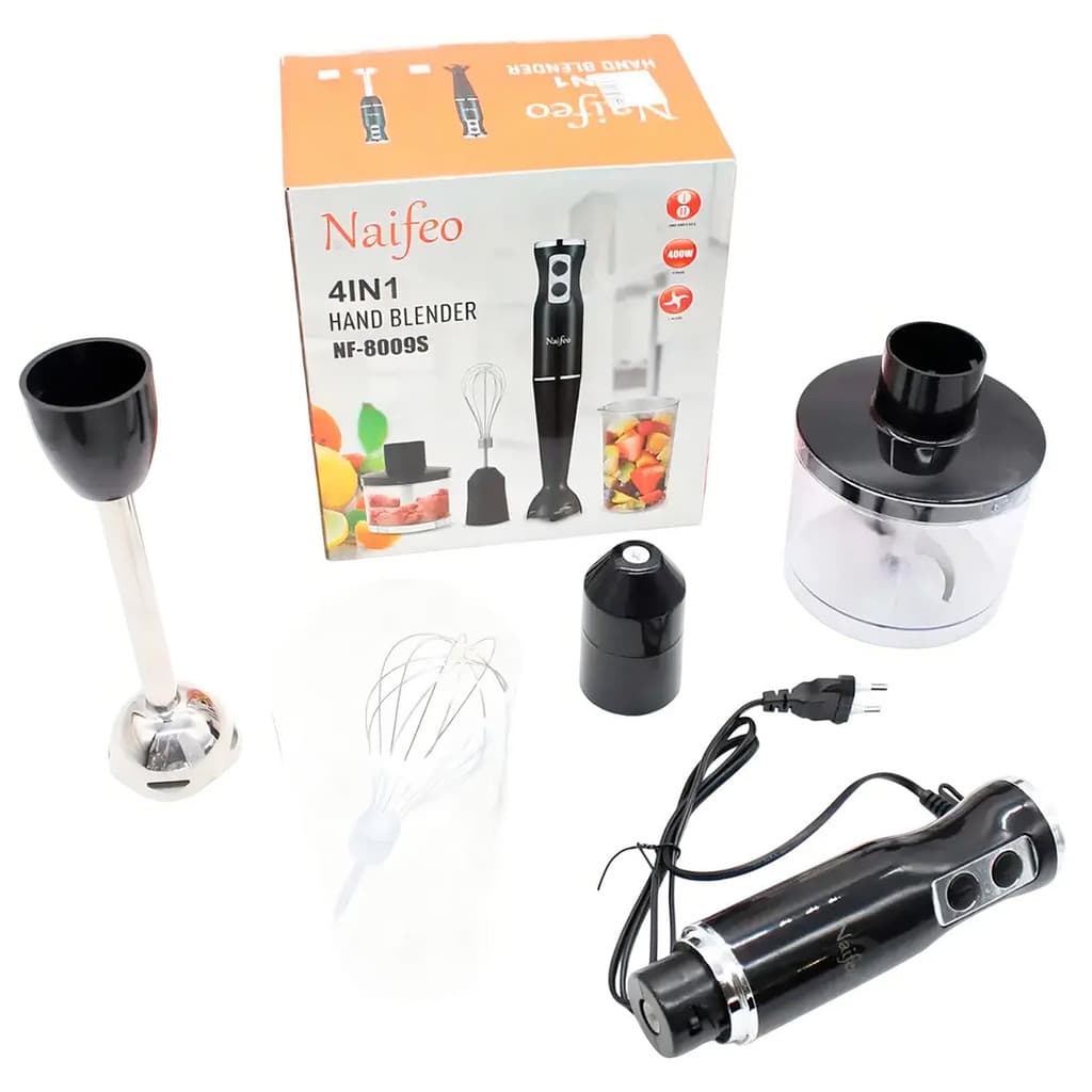 Blender Misturador Processador Alimentos 220V 4 Em 1 Fuet Batedor Eletrico 400W Copo Medidor