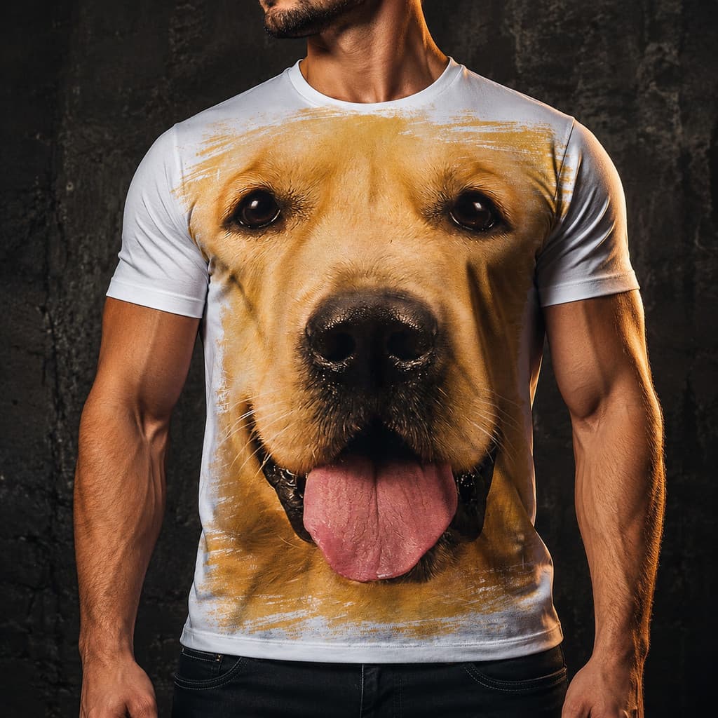 Camisa Camiseta Masculina 3D cachorro labrador golden 1