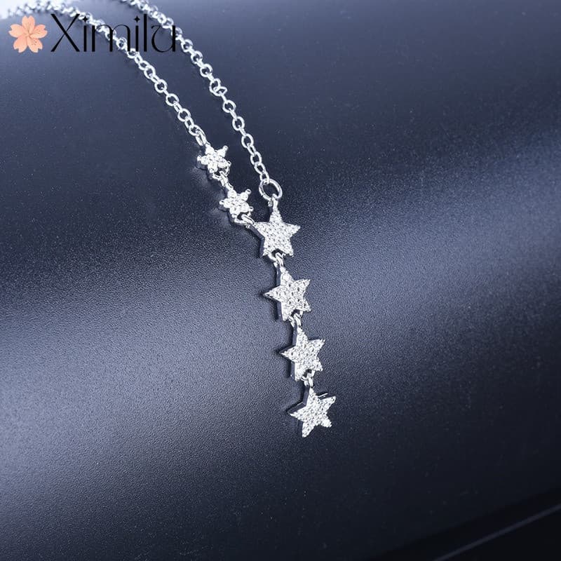 ⭐ Original diamante-cravejado estrela profundo V clavícula corrente All-Match criativo pingente feminino moda jóias