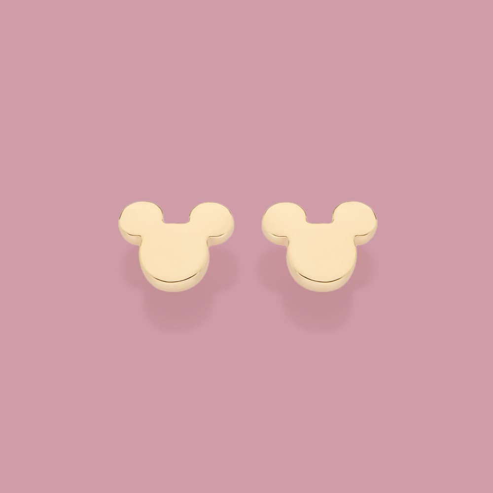 Brinco infantil Rommanel Mickey Baby Liso Banhado 1ª Jóia - 527349