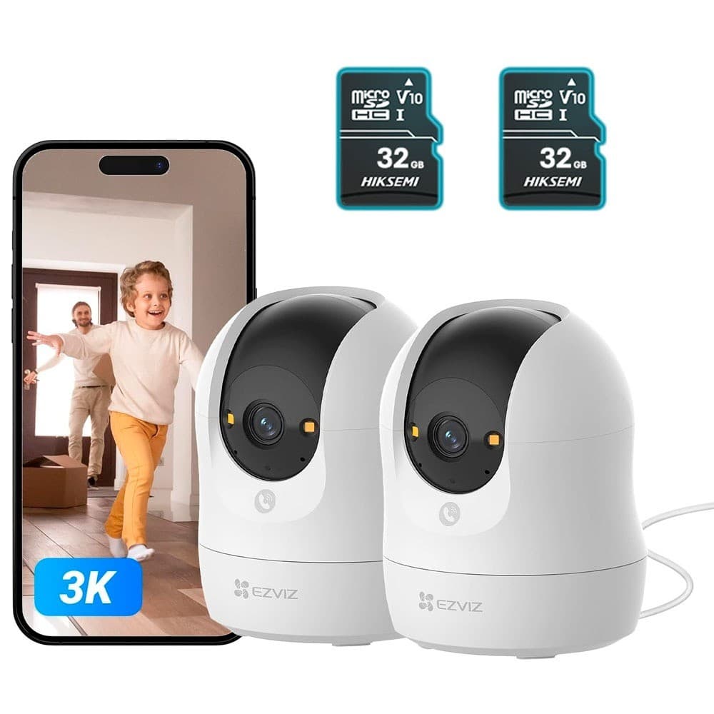 Kit 2x Câmera WiFi EZVIZ C6N G1 3K 5MP Ultra HD + 2x 32GB