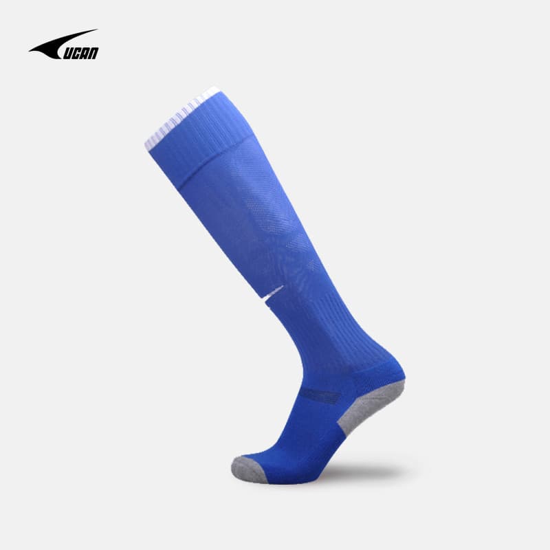 Ucan ucan meias de futebol de tubo longo, fundo de toalha grossa, confortável, antiderrapante, absorvente de suor, meias