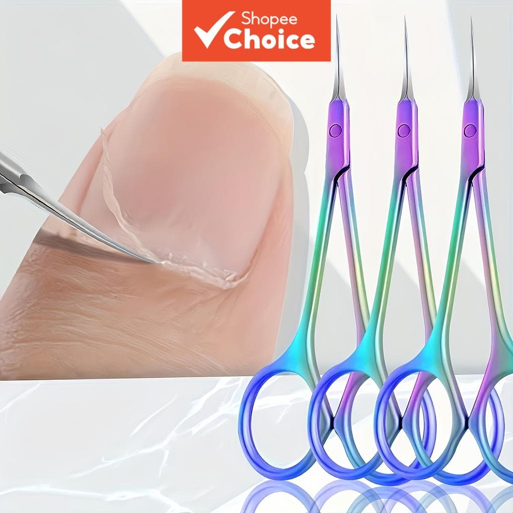 Tesouras Profissionais para Unhas e Cutículas com Ponta Angulada e Curvada, Alicate de Unhas Colorido em Aço Inoxidável