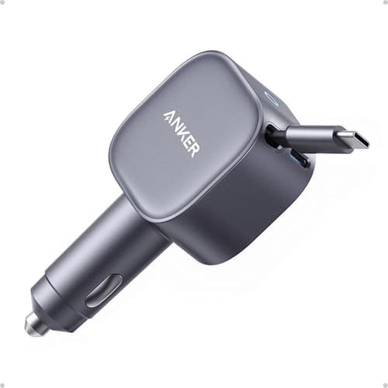 Carregador De Carro Retrátil USB-C Anker , Carregamento Rápido Máximo De 75 W Com Adaptador Cabo Integrado , Acessórios