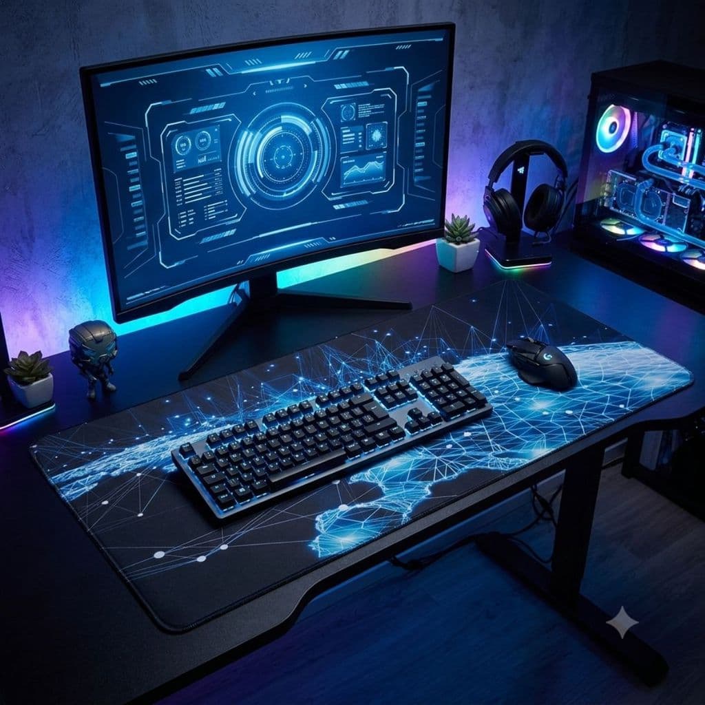 Mouse Pad Gamer Ergonômico com Apoio para Punho Antiderrapante e Confortável Mundo