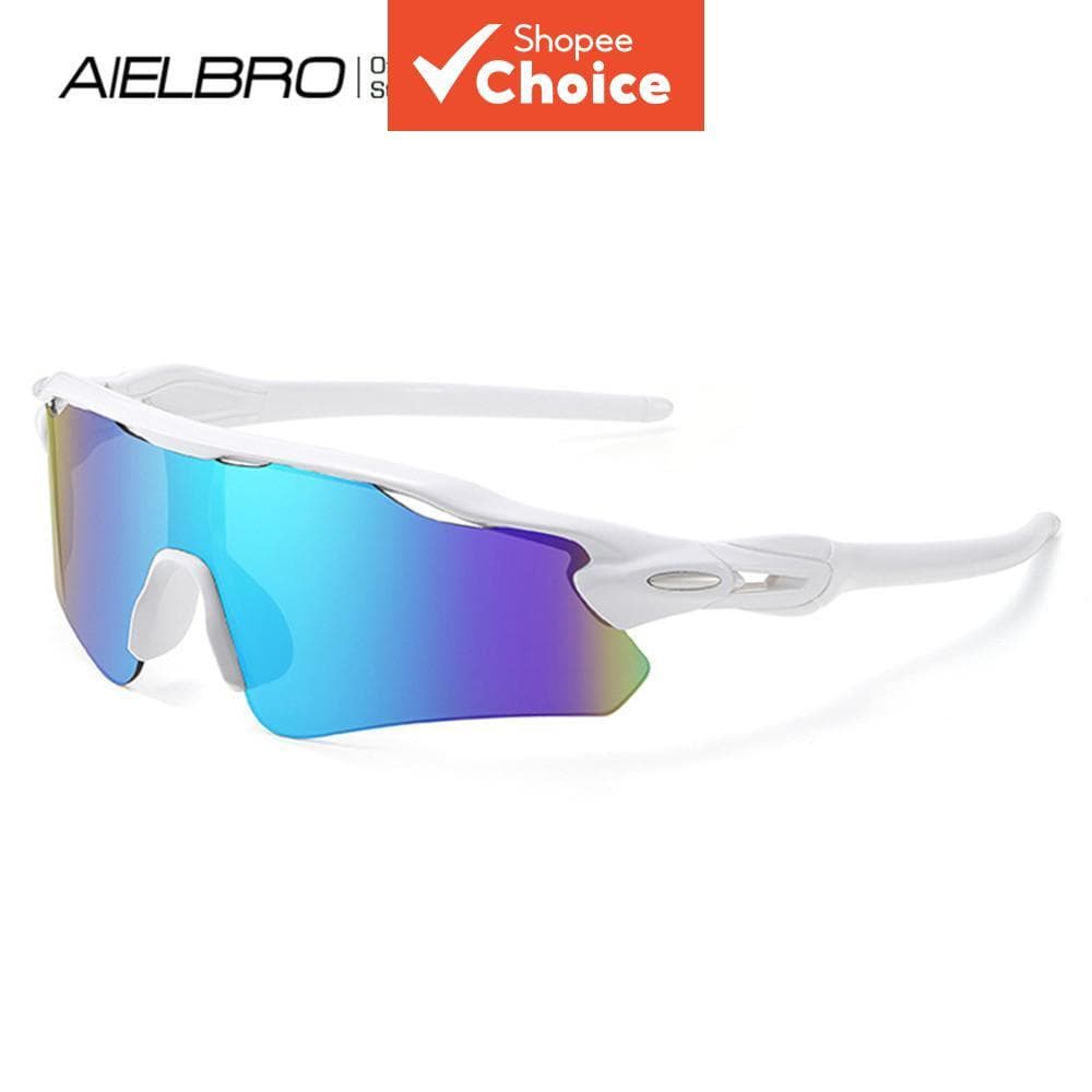 AIELBRO Unissex Óculos de Ciclismo Oversized com Armação Semi-Rimless, Proteção UV e Resistência ao Vento, para Esportes